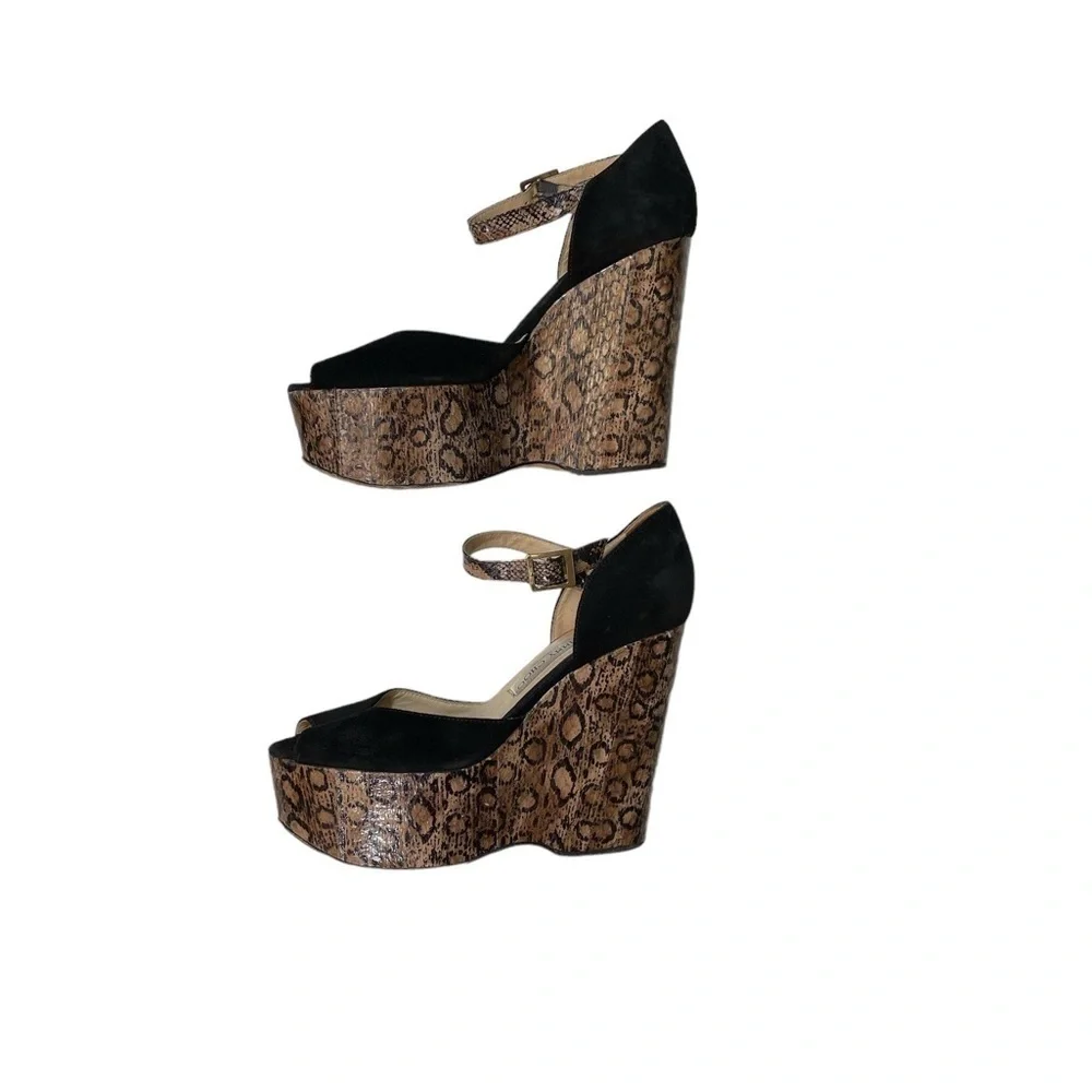 JIMMY Choo Snakeskin and Suede Platform Wedge Open Toe Sandal Y2K Prom HOCO 39.5